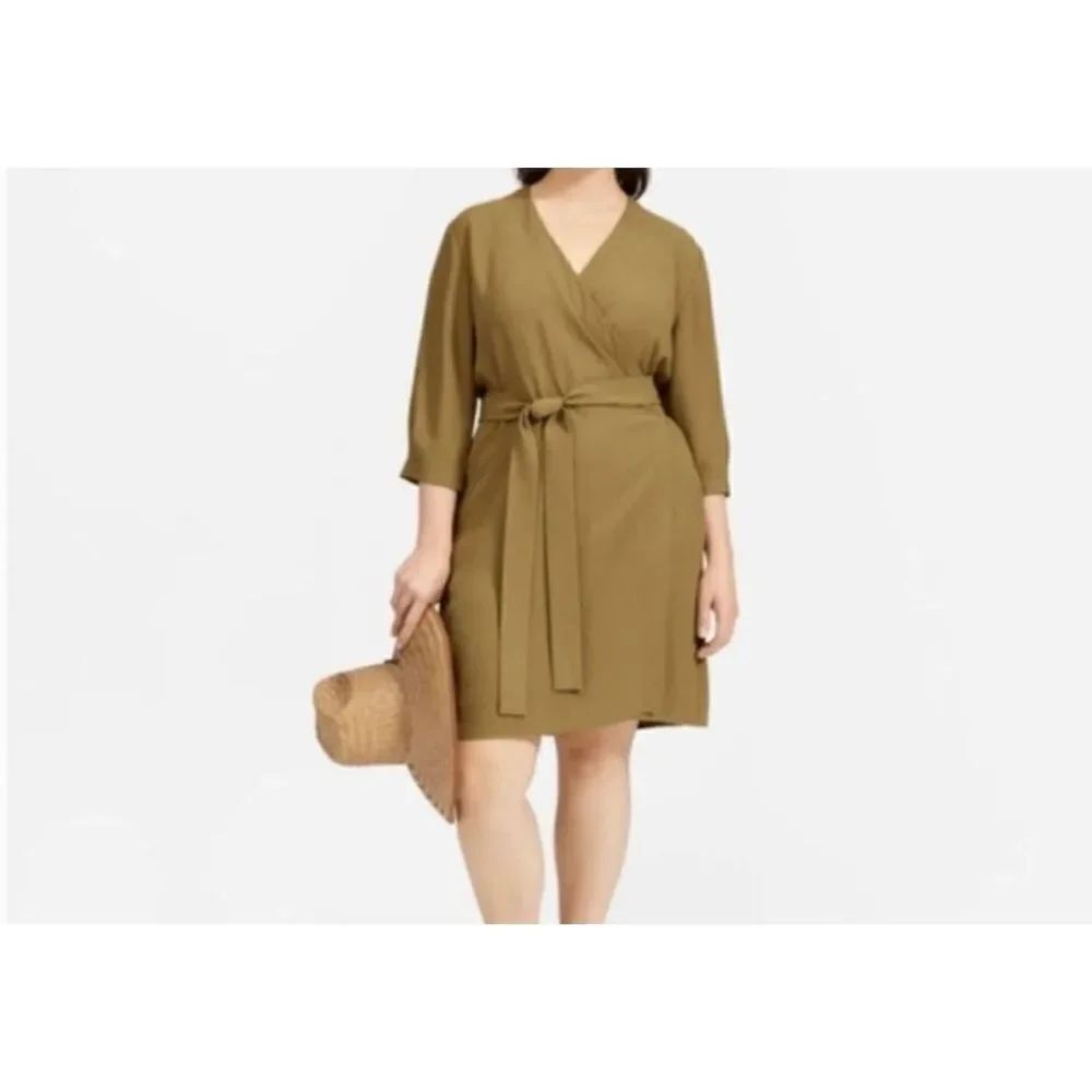 EVERLANE Olive Green Wrap Dress sz 8